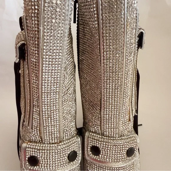 Poster Girl Dolls Kill Billionaire Bling Rhinestone Combat Boots Size 8 - Picture 6 of 10